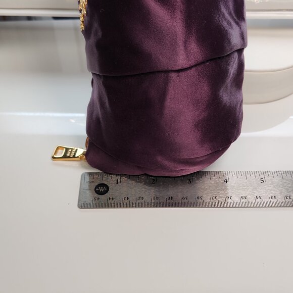 Vintage Prada Mini Wristlet Bag in Purple Eggplant Satin Fabric w Gold Hardware - Picture 15 of 16